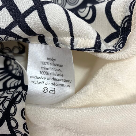 Raoul Womens 3D Floral Embellished Sleeveless 100% Silk Top Size 2 Ivory & Black - Picture 7 of 10